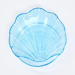 Bandeja concha en cristal azul pequeño