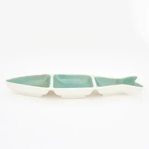 Bandeja pez en porcelana 3 secciones