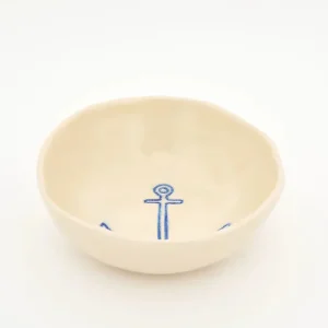 Bol de gres con detalle de ancla azul