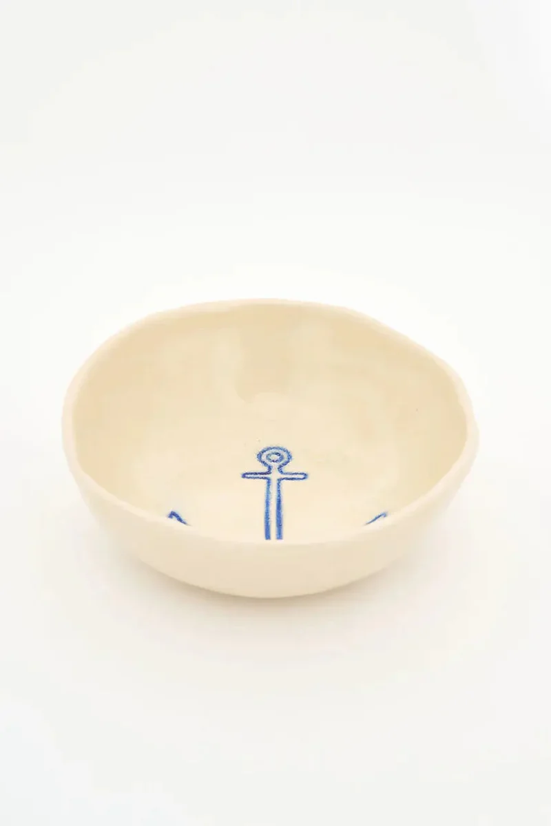Bol de gres con detalle de ancla azul