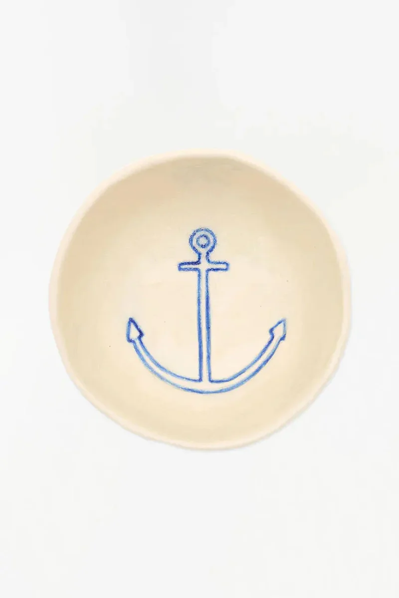 Bol de gres con detalle de ancla azul – Image 3