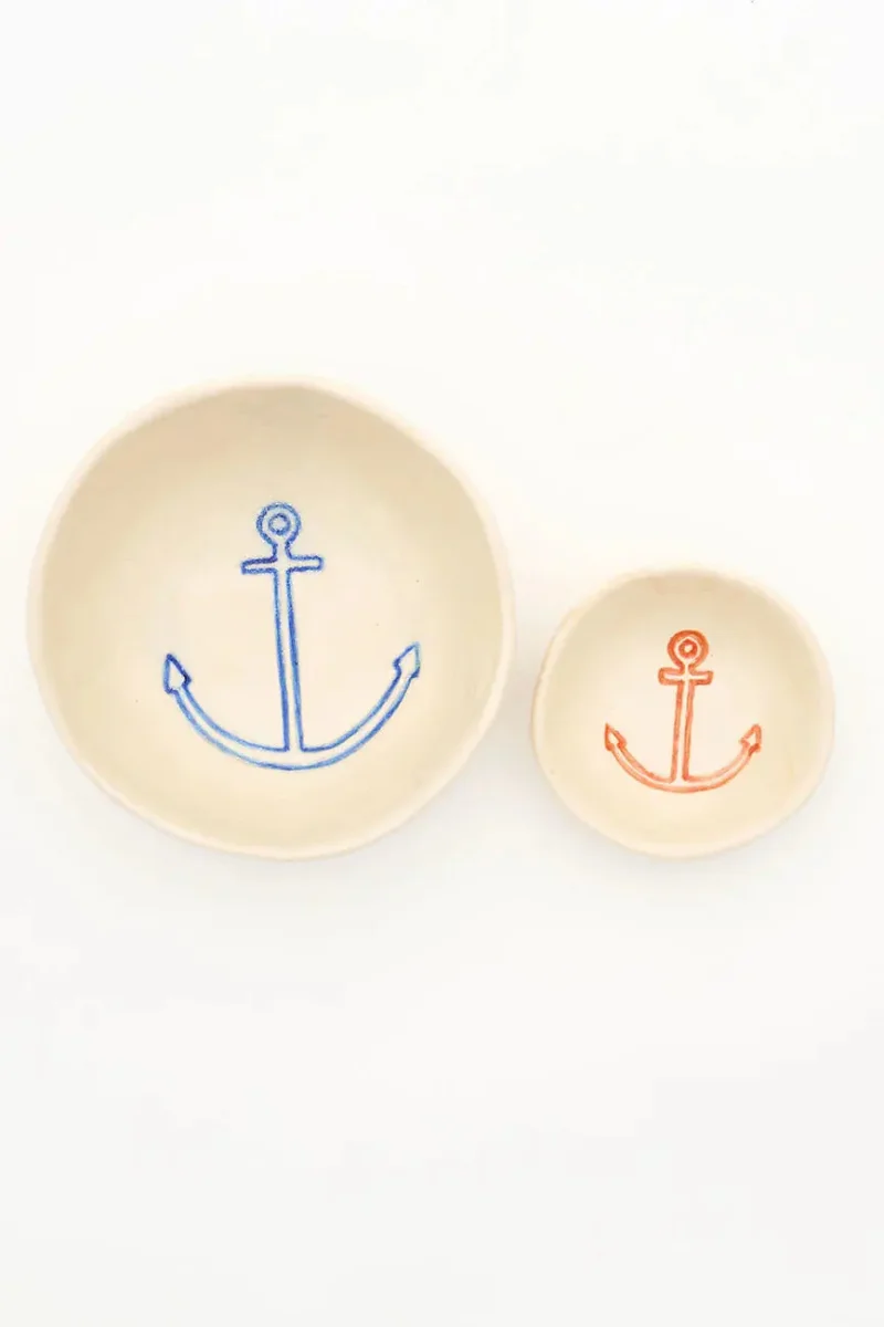 Bol de gres con detalle de ancla azul – Image 4