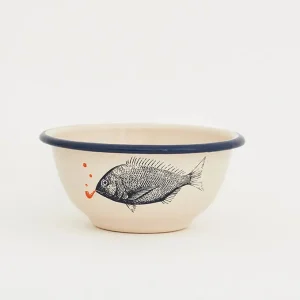 Bol en metal esmaltado con pez