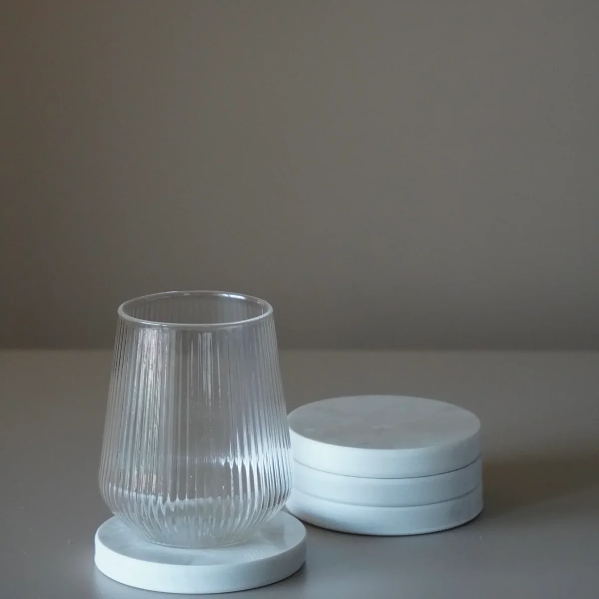 BRICARD LOT DE 4 DESSOUS DE VERRE EN MARBRE BLANC