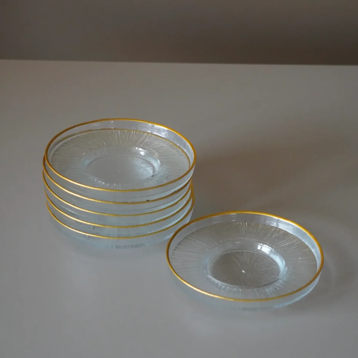 BRICARD LOT DE 6 SOUS VERRE TRANSPARENT GOLD – Image 4