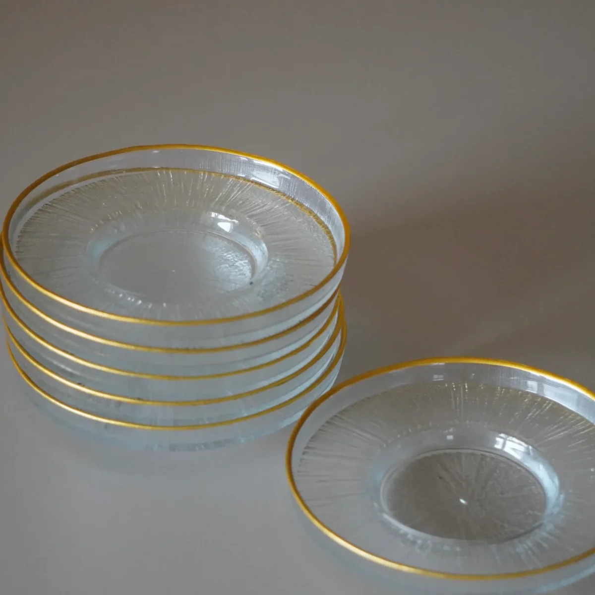 BRICARD LOT DE 6 SOUS VERRE TRANSPARENT GOLD – Image 3