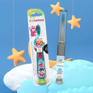 Pack Brosse à dents Lumineuse Bleue + 2en1 Adulte Néonov