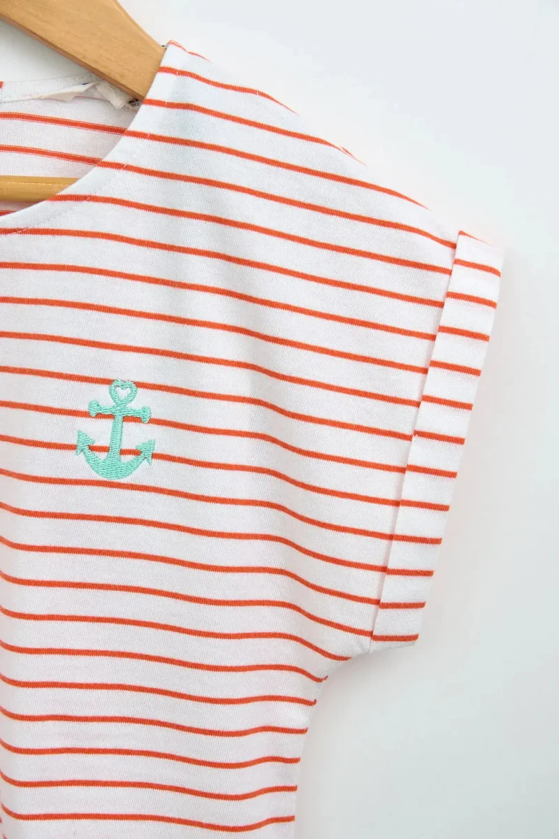 Camiseta de algodón con rayas finas manga japonesa – Image 3