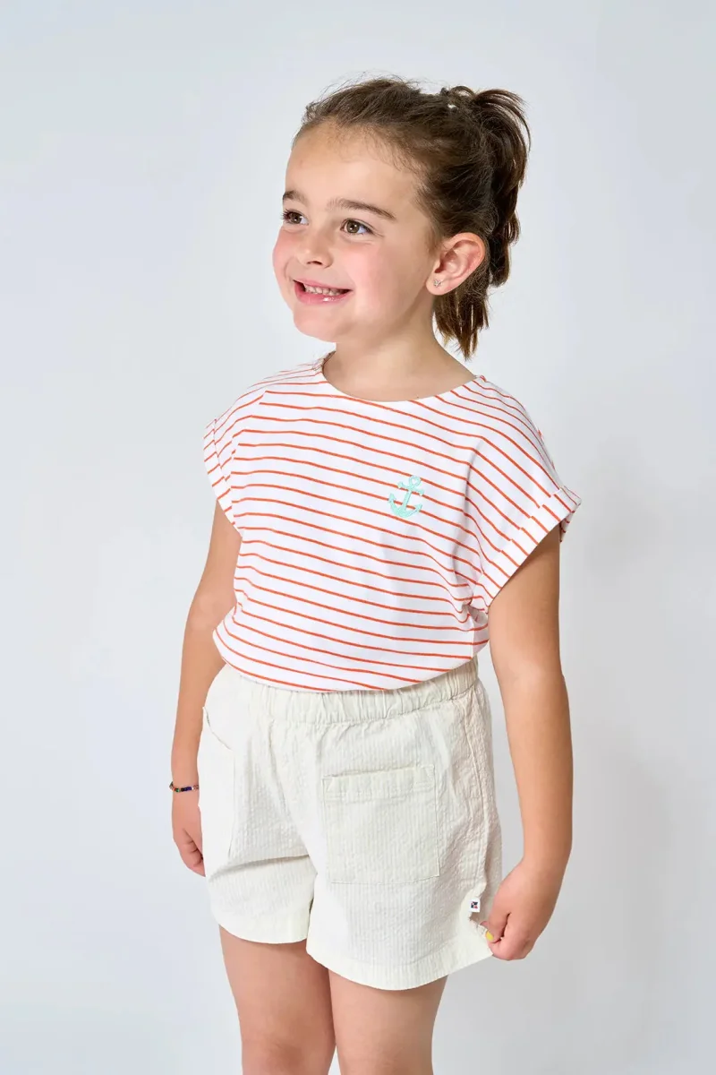 Camiseta de algodón con rayas finas manga japonesa – Image 7