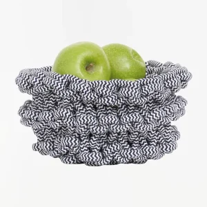 Cesta redonda de cuerda y cuero - D1171