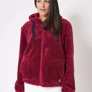 Chaqueta de forro polar de pelo largo con capucha