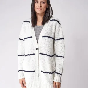 Chaqueta de punto de lana a rayas