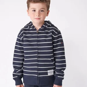 Sudadera a rayas con capucha en algodón terry