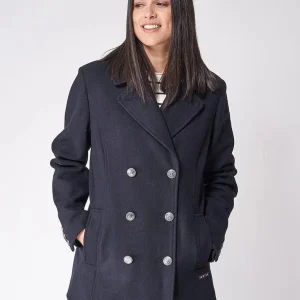 Chaquetón o abrigo largo de lana cuello de sastre