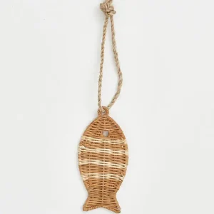 Colgante de ratán con forma de pez