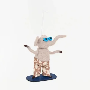 Colgante en fieltro con elefante snowboarder