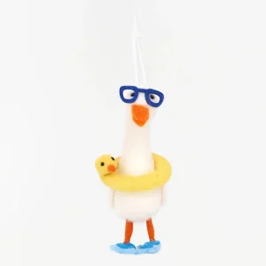 Colgante en fieltro pato nadador gafas