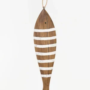 Colgante pez de madera a rayas