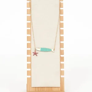 Collar forma de pez en cerámica y metal