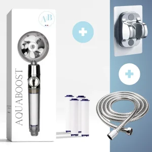 Pack DOUCHE (douchette aquaboost + 5 filtres + support + flexible 2m.)
