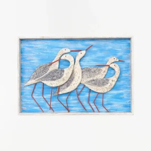 Cuadro de madera con pájaros costeros
