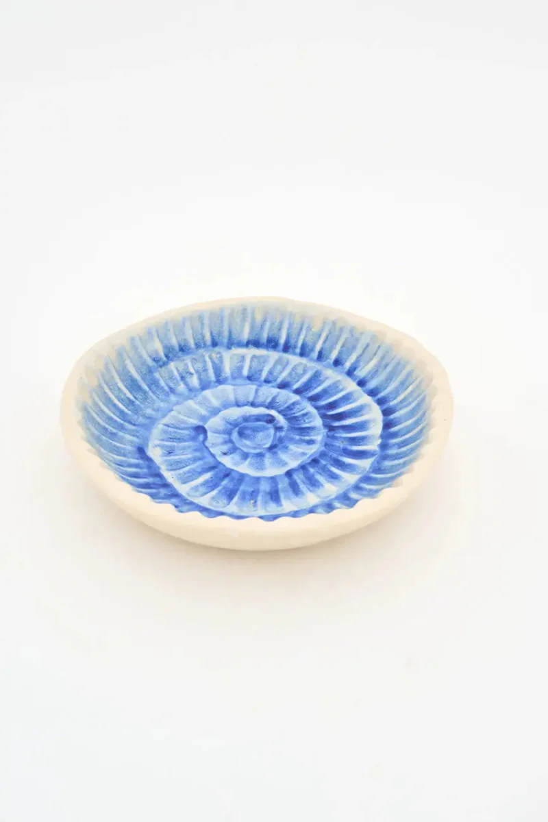 Cuenco con caracola azul pintada grande
