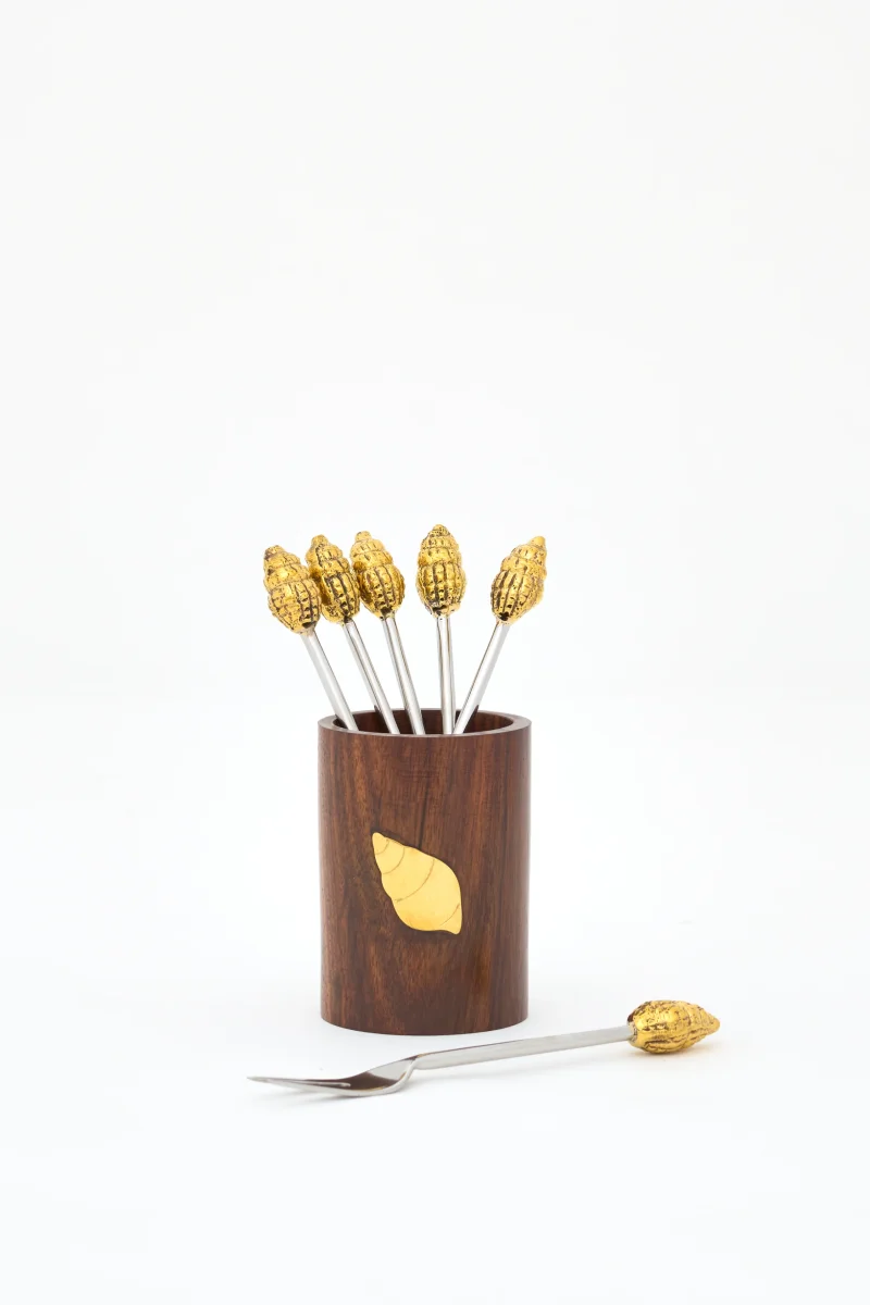 Pinchos cocktail caracola set 6 con cubo