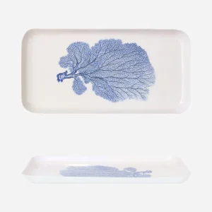 Bandeja metal coral decorativa azul
