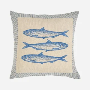 Cojín de algodón con peces azules