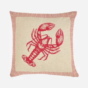 Cojín de algodón con langosta roja