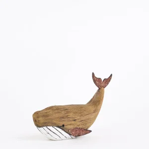 Pequeña ballena de madera con toque envejecido