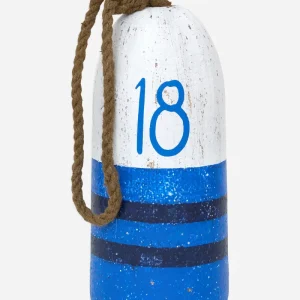 Boya decorativa blanca y azul con numeración