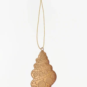 Colgante navideño caracola de hojalata dorada