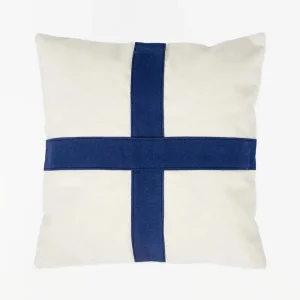 Cojín bandera en forma de cruz blanco y azul - D6739