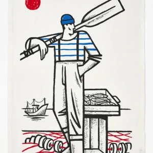 Trapo de cocina con pescador