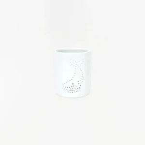 Portavelas de cerámica blanca con ballena - D7299