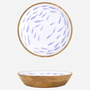 Bol peces Ø: 42 cm azul en madera esmaltada
