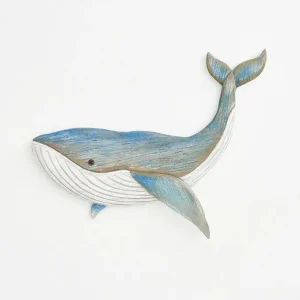 Ballena de madera decorativa de pared pequeña