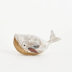 Ballena decorativa de madera y metal mediana