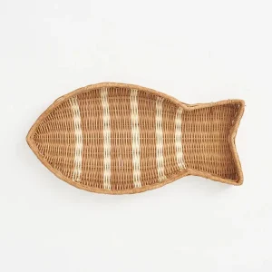 Bandeja de ratán con forma de pez Pequeño