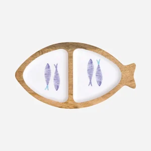 Bandeja de madera esmaltada forma de pez