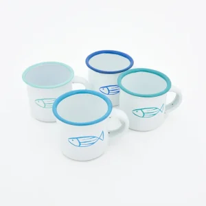 Set de 4 mini mug esmaltados con pez