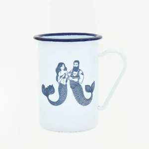 Mug largo en metal esmaltado alto con motivo sirenas