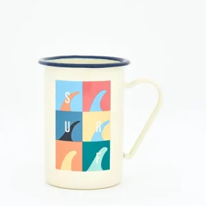 Mug largo con motivos surf en metal esmaltado