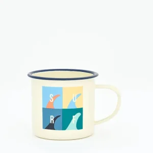 Mug mediano con motivos surf en metal esmaltado