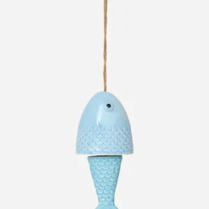 Colgante de viento pez de gres esmaltado