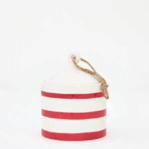 Bote o jarra cerámica rayas rojas