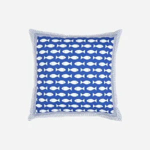 Cojín de algodón con estampado de peces