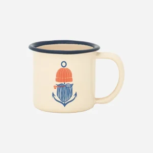Taza esmaltada pequeña marinera con pescador
