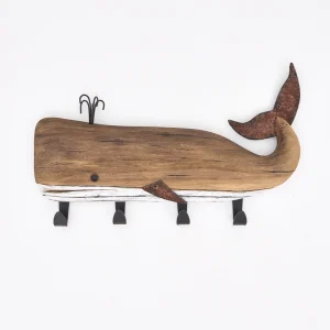 Colgador de llaves de ballena de madera